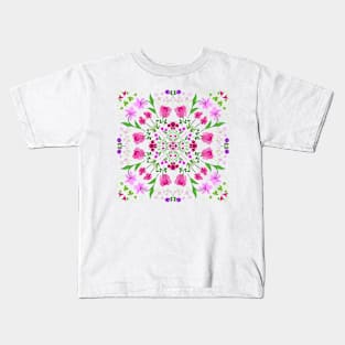 Delicate floral mandala on clear background Kids T-Shirt